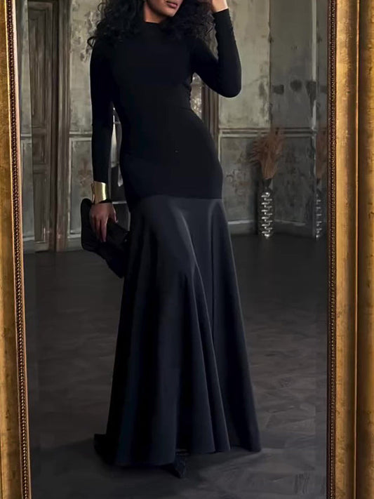Lang ärmel iges getäfeltes Maxi kleid